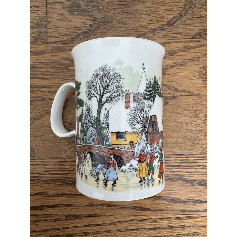 1 Coffee Mug 1 Dunoon Winter Village Scene Christmas Scotland Village & Skaters